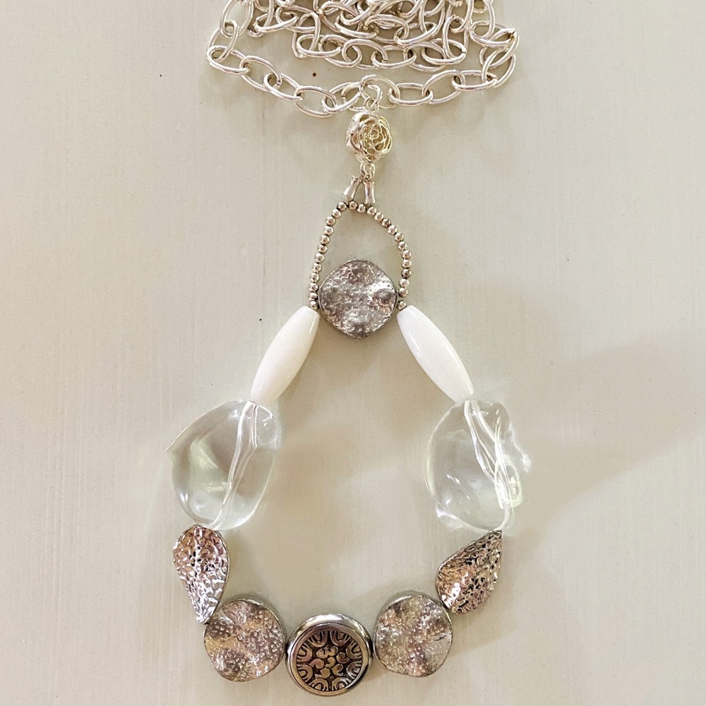 Handmade crystal and silver beads necklace